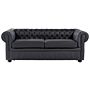 Chesterfield Sofa Black Genuine Leather 3 Seater