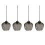 Pendant Lamp Grey Glass Shades Smoked Iron 4 Light