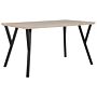 Dining Table Light Wood Top Black Metal Legs 140 X 80 Cm 6 Seater Rectangular