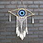 Protection Dream Catcher - Med Macrame Evil Eye Blue/white/black