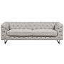 3 Seater Chesterfield Sofa Beige Ivory Button Tufted