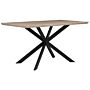 Dining Table Light Wood Top Black Metal Legs 140 X 80 Cm 6 Seater Rectangular