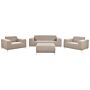 Garden Sofa Set Beige Fabric Upholstery White Aluminium Legs With Ottoman 5 Seater Weather Resistant Outdoor