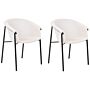 Set Of 2 Dining Chairs Beige Fabric Upholster