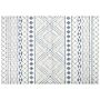 Area Rug White And Blue Polyester Cotton Backing 160 X 230 Cm Decorative Floor Mat