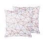 Set Of 2 Decorative Cushions Pink Cotton Geometric Pattern 45 X 45 Cm Net Print