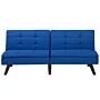 Sofa Bed Cobalt Blue 3-seater Quilted Upholstery Click Clack Split Back Metal Legs