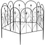 Outsunny Metal Decorative Outdoor Picket Fence Panels Set Of 5, Heart-shaped Scrollwork, Black