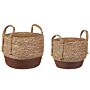 Set Of 2 Plant Baskets Natural Seagrass Planter Pots Indoor Use