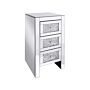 Bedside Table Silver Mirrored Glass 3 Drawer Chest 60 X 30 X 30 Cm