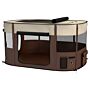 Pawhut Foldable Dog Pen With Storage Bag For Indoor/outdoor Use, Brown