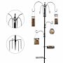 Pawhut Bird Feeding Station Kit, Wild Bird Feeder Pole With 6 Hooks, 4 Hanging Feeders For Peanuts, Seed, Fat Balls, Black