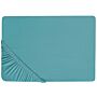 Fitted Sheet Turquoise Cotton 200 X 200 Cm Solid Pattern Classic Elastic Edging