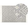 Area Rug White And Grey Wool 160 X 230 Cm Hand Woven Geometric Pattern