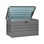 Outdoor Storage Box Grey Galvanized Steel 400 L Industrial Garden