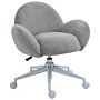 Homcom Fluffy Leisure Chair Office Chair With Backrest And Armrest For Home With Wheels Grey