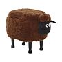 Kids Animal Stool Brown Faux Fur Footstool With Storage Wooden Legs Children Seat