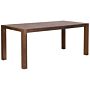 Dining Table Dark Solid Wood 180 X 85 Cm Traditional Rustic Beliani