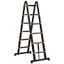 Homcom 3.8m Duo Aluminium Ladder W/ Tool Holder Herringbone Deployed Extendable Diy W/ 12 Non-slip Steps, Yellow