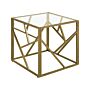 Side Table Transparent Glass Top Golden Metal Frame Cube 50 X 50 Cm