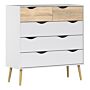 Oslo Chest Of 5 Drawers (2+3) In White And Oak