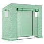 Outsunny Garden Greenhouse With Pe Plant Cover, Windows And Zipper Door For Fruit And Veg 198l X 77w X 149-168h Cm