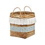 Basket Natural Bamboo 42 Cm Height Pattern Home Storage With Handles Boho Rustic Decor