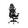 Gaming Chair Black White Faux Leather Swivel Adjustable Armrests And Height Footrest Modern Beliani