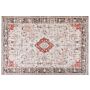 Area Rug Red And Beige Cotton Polyester 200 X 300 Cm Oriental Pattern Distressed Vintage Home Decor