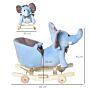 Homcom 2 In 1 Plush Baby Ride On Rocking Horse Elephant Rocker With Wheels Wooden Toy For Kids 32 Songs (blue)