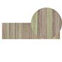 Runner Rug Beige And Light Green Jute 80 X 300 Cm Rectangular With Tassels Striped Pattern Handwoven