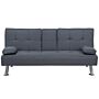 Sofa Bed Dark Grey 3 Seater Drop Down Table Click Clack