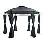 Gazebo Dark Grey Fabric Black Steel Frame Round 368 Cm