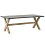 Outdoor Dining Table Grey Concrete Tabletop Light Wooden Legs Acacia 8 People Capacity 200 X 100 Cm Beliani