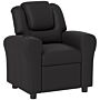 Homcom Kids Armchair, Kids Recliner Chair, Pu Leather Kids Chair With Adjustable Backrest & Footrest, Padded Headrest, Black | Aosom Uk