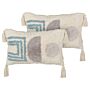 Set Of 2 Tufted Scatter Cushions Multicolour Cotton 30 X 50 Cm Boho Style With Tassels