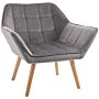 Homcom Armchair Accent Chair Wide Arms Slanted Back Padding Iron Frame Wooden Legs Home Bedroom Furniture Seating Grey