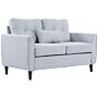 Homcom 2 Seat Sofa Double Sofa Loveseat Fabric Wooden Legs Tufted Design, Light Grey