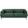 Sofa Dark Green Velvet 195 X 70 Cm Chesterfield Shape With Cushions Retro Beliani