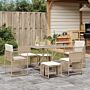 Vidaxl 7 Piece Garden Dining Set With Cushions Beige Poly Rattan