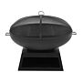 Outdoor Fire Pit Black Steel Base Round Top For Charcoal Garden Bbq