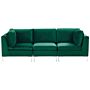 Modular Sofa Green Velvet 3 Seater Silver Metal Legs