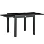 Outsunny Extending Garden Table, Outdoor Dining Table With Aluminium Frame And Tempered Glass Tabletop, 80/160 X 80 X 75 Cm, Black