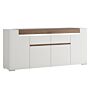 Toronto Wide 4 Door 2 Drawer Sideboard (inc. Plexi Lighting) In White And Oak