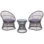 Balcony Bistro Set Taupe Pe Rattan Cushions Coffee Table And 2 Chairs Modern Outdoor Design