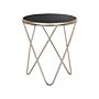 Side Table Black Tempered Glass Top Gold Metal Hairpin Legs Round Shape