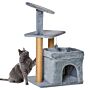 Pawhut Cat Tree Tower Kitten Activity Center With Scratching Posts Pad Condo Perch Bed Interactive Ball Toy 48 X 48 X 84cm, Grey