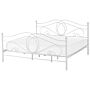 Bed Frame White Metal Super King Size 6ft With Slatted Base Headboard And Footboard Retro Vintage Beliani