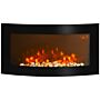 Homcom Led Wall Mounted Fireplace Curved Glass Electric Fire Place Fire Place 7 Colour Side Lights Slimline, 1000/2000w, 89.2cm X 48cm