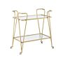 Kitchen Trolley Gold Metal Glass 75 X 45 Cm Glamour Wheels Open Storage Two Tops